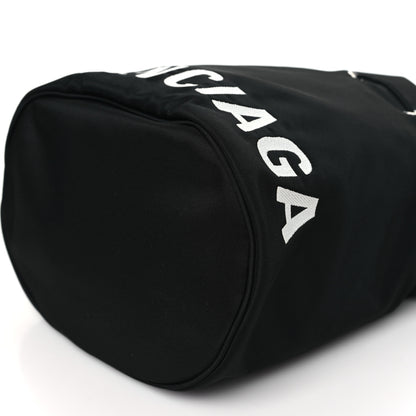 Balenciaga Recycled Sport Nylon Logo Embroidered Small Wheel Drawstring Bucket Bag Black 9 of 10