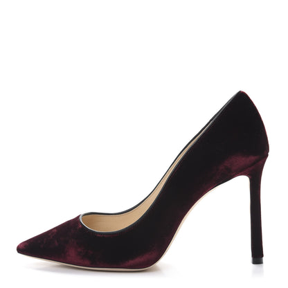 Jimmy Choo Velvet Romy 100 Pumps 37.5 Bordeaux 1 of 10