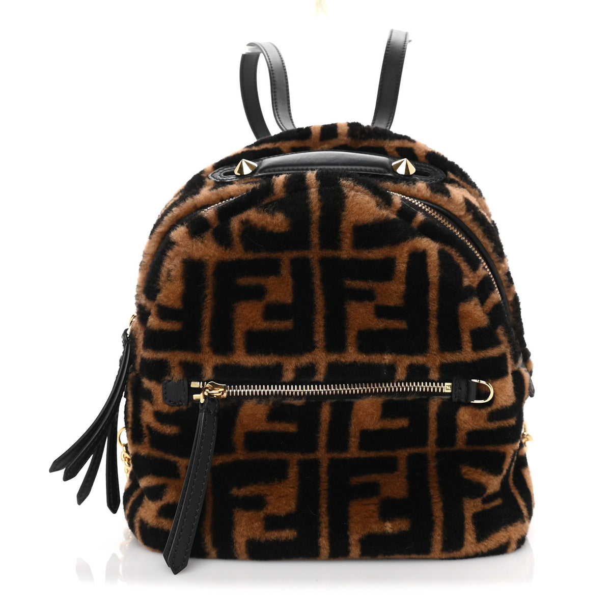 Shearling Macro FF 1974 Mini Backpack Tobacco Black