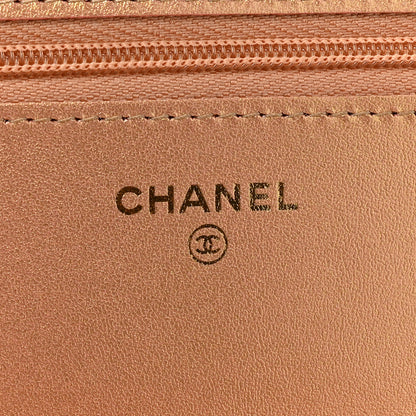 Chanel Metallic Lambskin Quilted Wallet On Chain WOC Golden 8 of 12