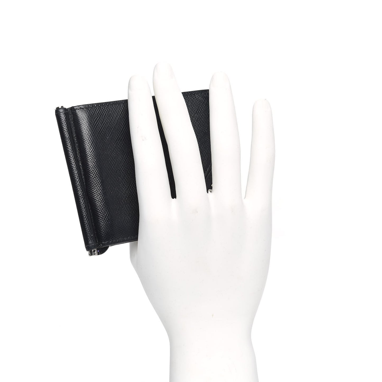 Saffiano Money Clip Bi-Fold Wallet Black