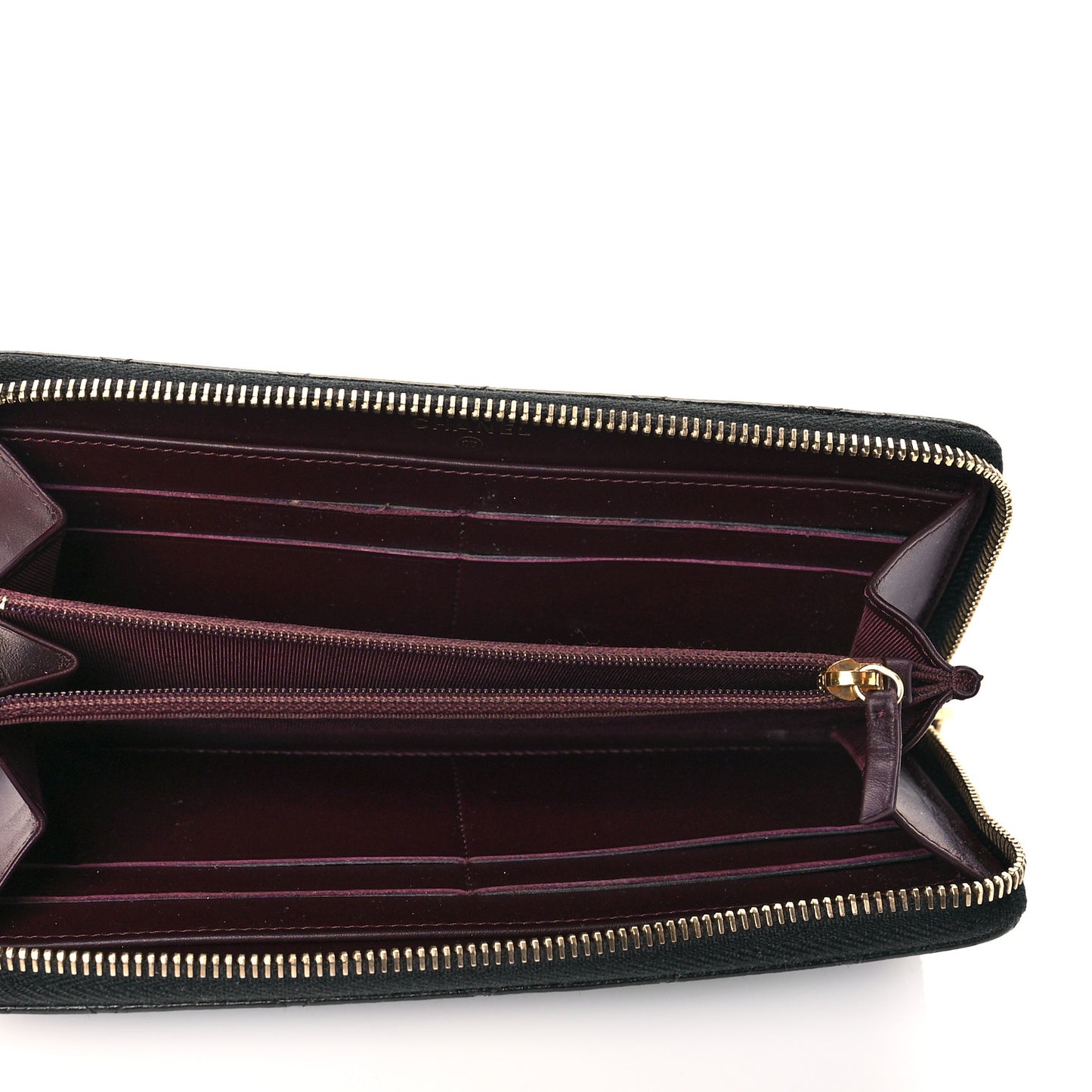 Caviar Quilted Large Gusset Zip Around Wallet Black