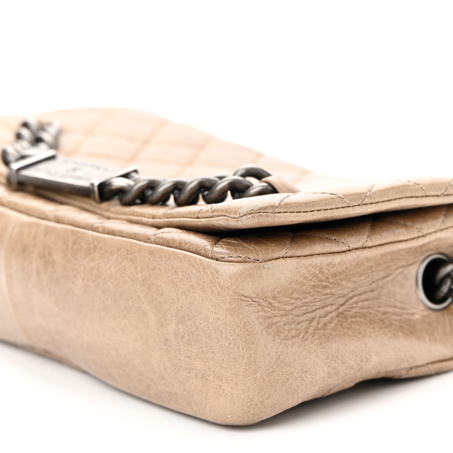 Chanel Glazed Calfskin Nameplate Flap Beige 10 of 10