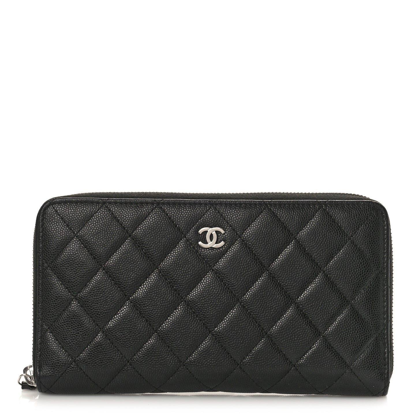 Caviar Quilted Large Zip Around Organizer Wallet Black