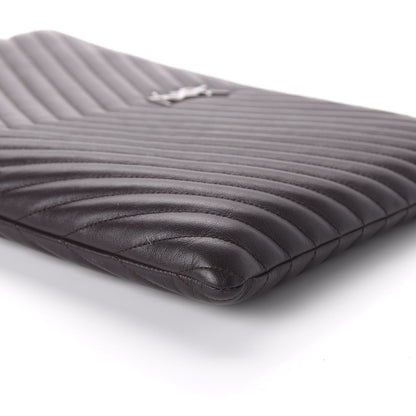 Saint Laurent Calfskin Matelasse Chevron Monogram Document Holder Amaranto 7 of 11