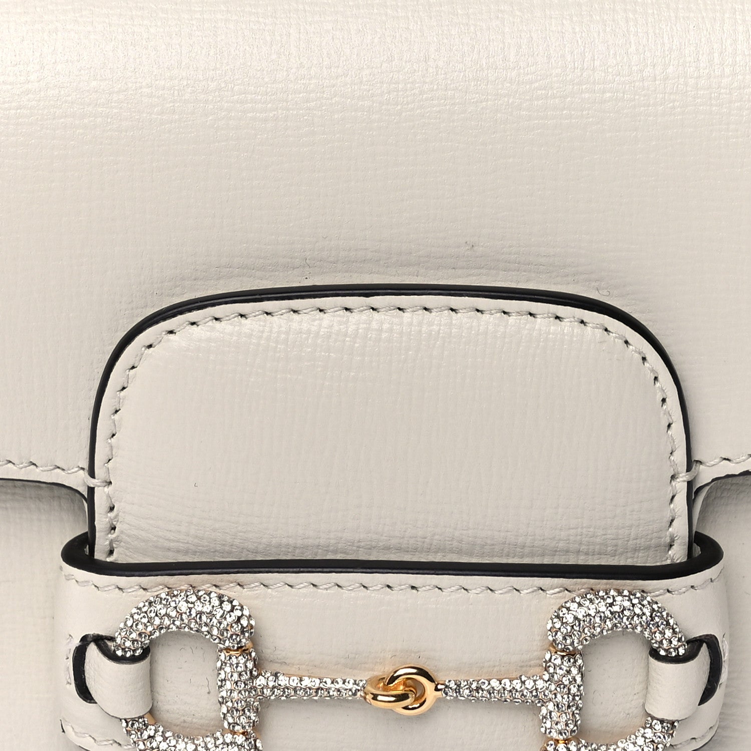 Gucci Azalea Calfskin Mini Crystal Horsebit 1955 Shoulder Bag Mystic White 6 of 8