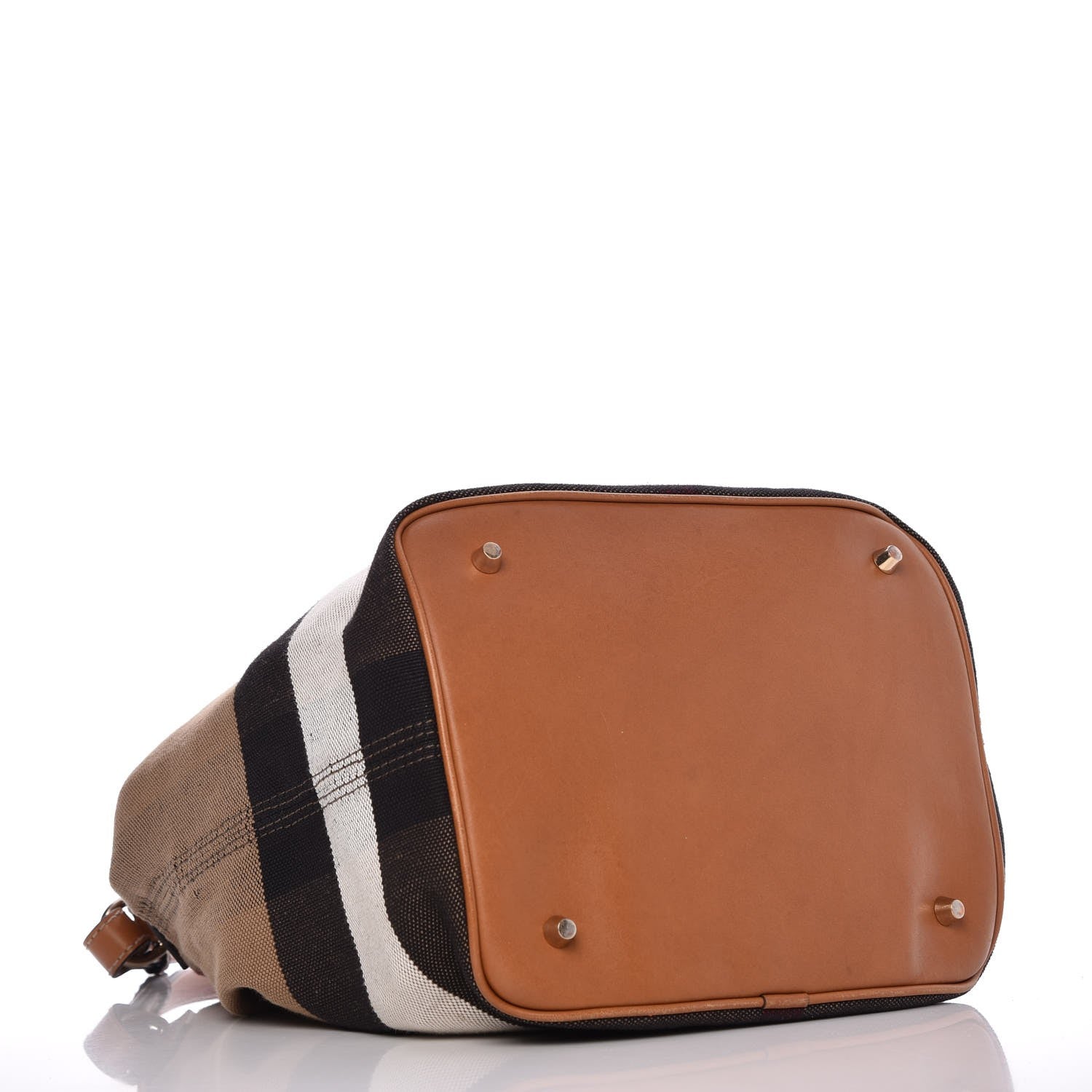 Burberry Canvas Mega Check Medium Ashby Hobo Saddle Brown 4 of 10