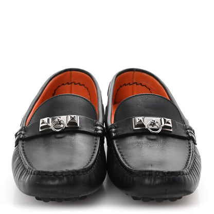 Hermes Supple Calfskin Mens Irving Driving Moccasin Loafers 37 Black 3 of 7