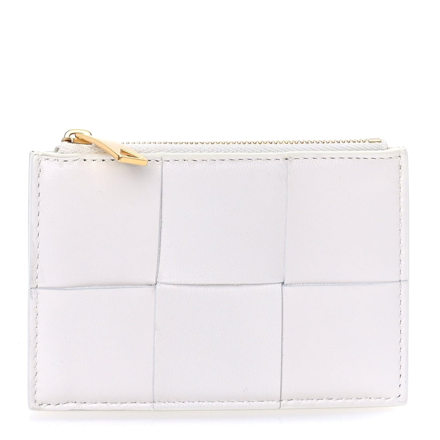 Nappa Intreccio Cassette Zipped Card Case White