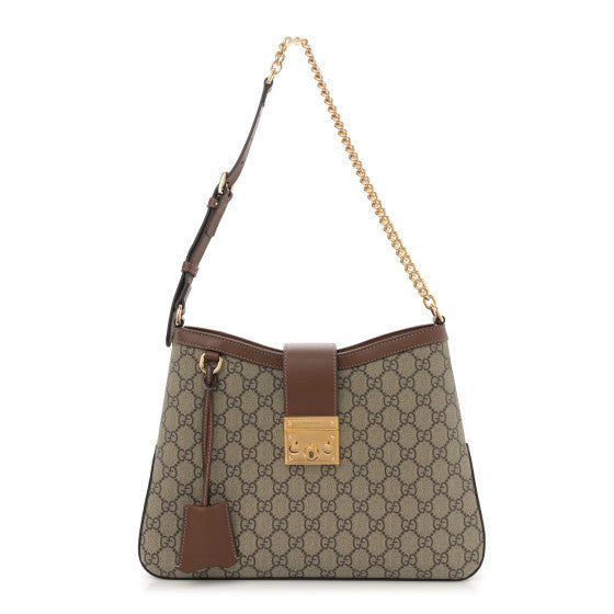 Gucci GG Supreme Monogram Medium Padlock Shoulder Bag Beige Ebony Brown Sugar 1 of 1