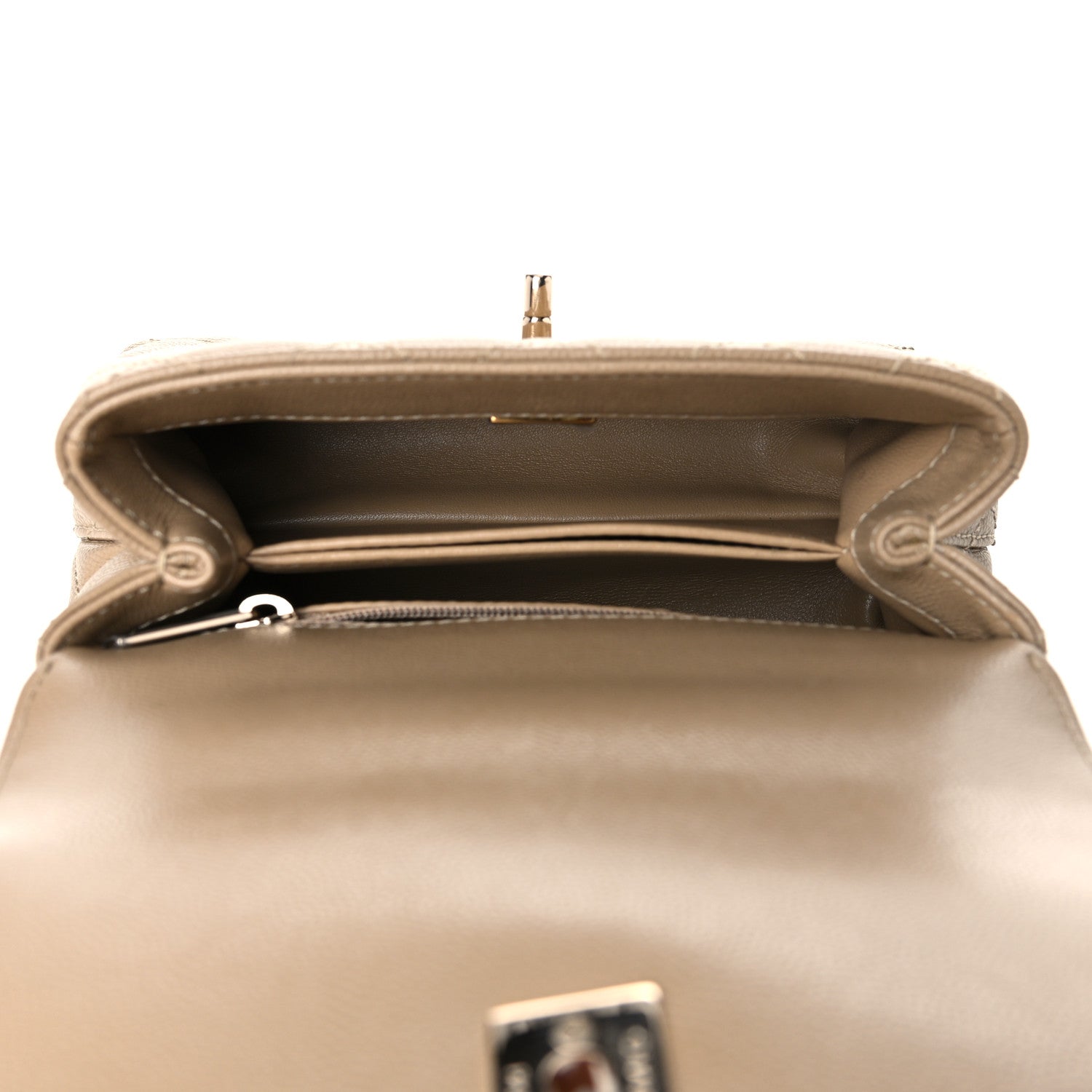 Chanel Caviar Lizard Embossed Quilted Extra Mini Coco Handle Flap Dark Beige 6 of 9