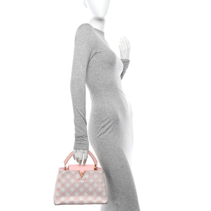 Louis Vuitton Taurillon Embroidered Vichy Capucines BB Light Pink 2 of 16