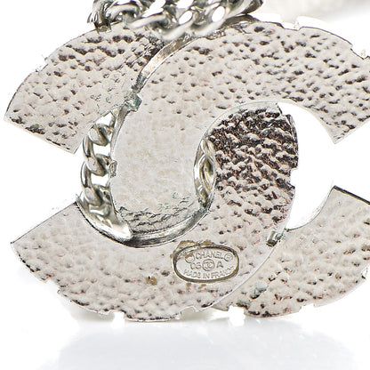 Chanel Baguette Crystal CC Pendant Necklace Silver 4 of 5