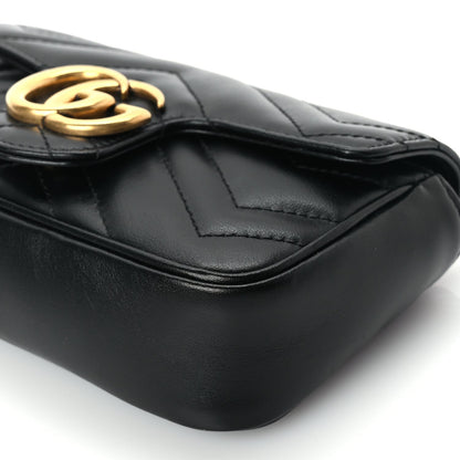 Gucci Calfskin Matelasse Super Mini GG Marmont Shoulder Bag Black 8 of 8