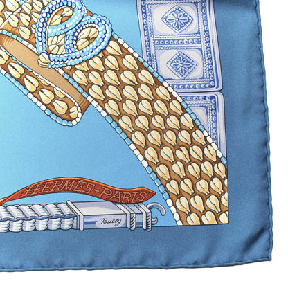 Hermes Silk Ceintures et Liens Scarf 90 Blue Orange 2 of 5