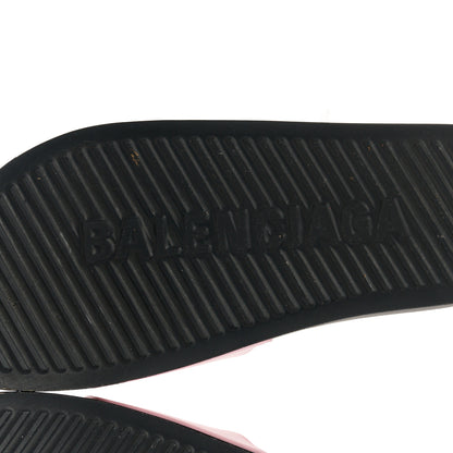 Balenciaga Rubber Logo Womens Pool Slide Sandals 37 Light Pink Black 7 of 9