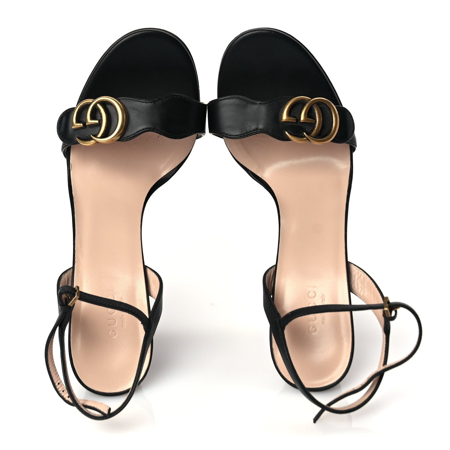 Gucci Lifford Calfskin GG Marmont Ankle Wrap 105mm Sandals Black 5 of 9