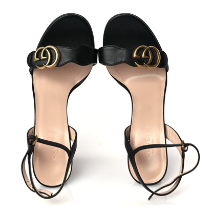Gucci Lifford Calfskin GG Marmont Ankle Wrap 105mm Sandals Black 5 of 9