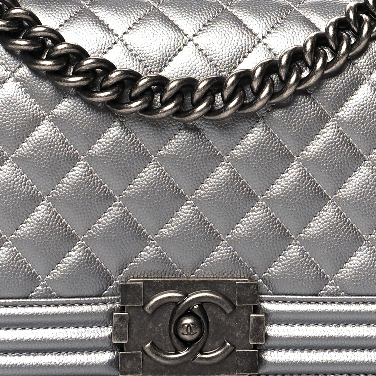 Chanel Metallic Caviar Quilted Medium Boy Flap Silver 8 of 10