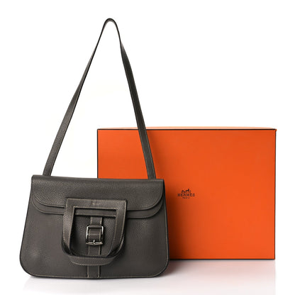 Hermes Taurillon Clemence Halzan 31 GM Etoupe 10 of 10