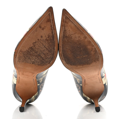 Givenchy Calfskin Floral Print Pointed Toe Pumps 37 Black Multicolor 5 of 9