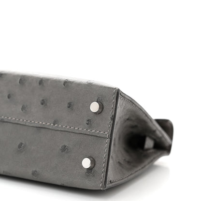 Hermes Ostrich Kelly Sellier Mini 20 Gris Meyer 9 of 10