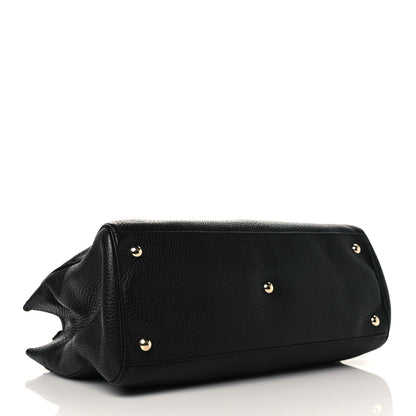 Gucci Pebbled Calfskin Medium Bamboo Shopper Tote Black 4 of 7