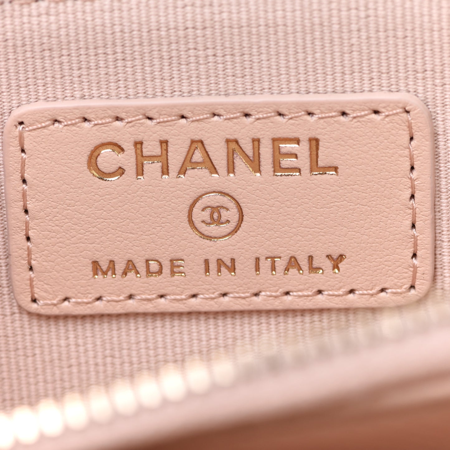 Caviar Quilted Compact Zipped Wallet Beige