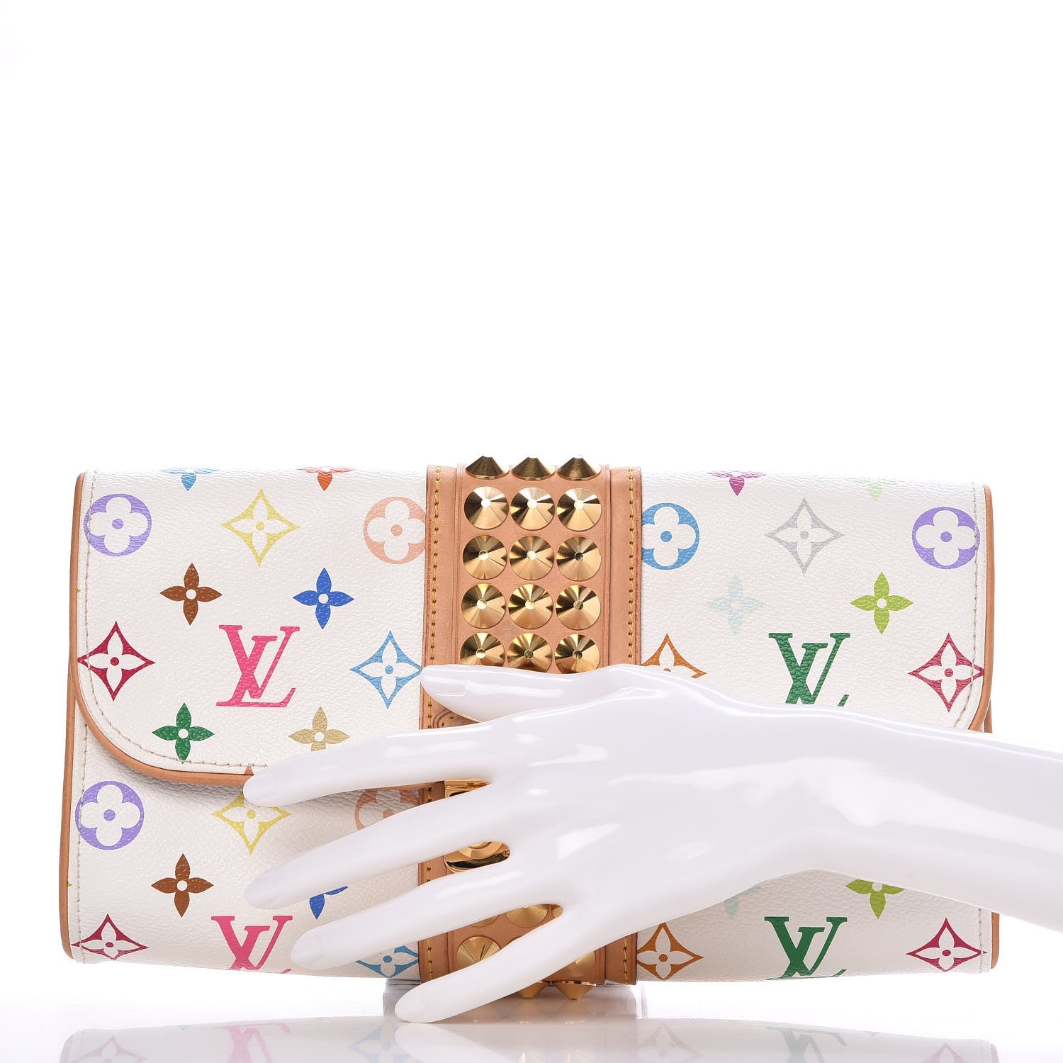 Louis Vuitton Monogram Multicolor Courtney Clutch White 2 of 9