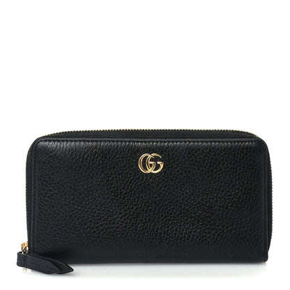 Gucci Dollar Calfskin GG Marmont Zip Around Wallet Black 1 of 6