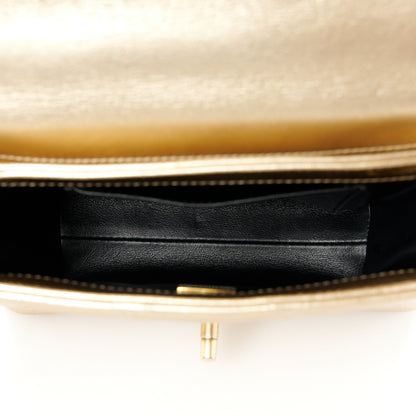 Chanel Metallic Lambskin Quilted Mini CC Crystal Logo Chain Flap Gold 5 of 10