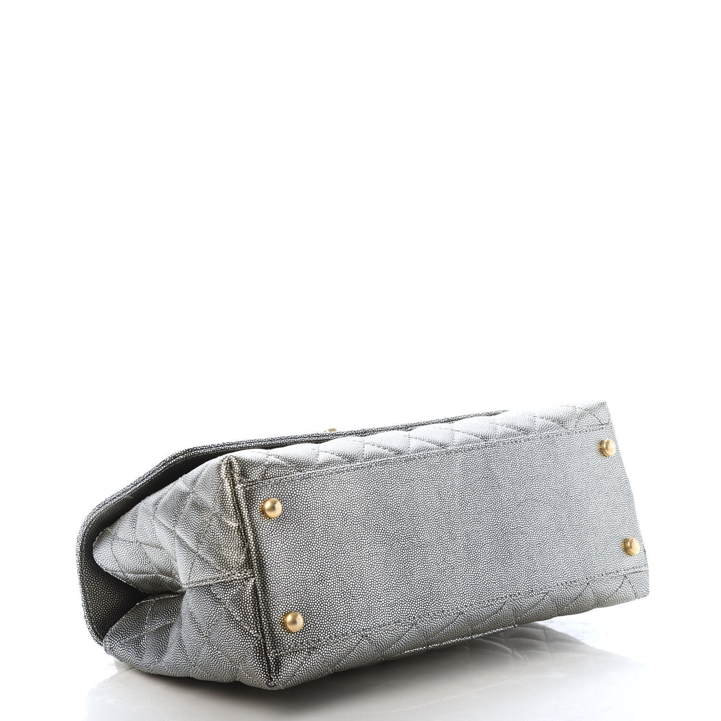 Metallic Caviar Quilted Small Coco Handle Flap Silver