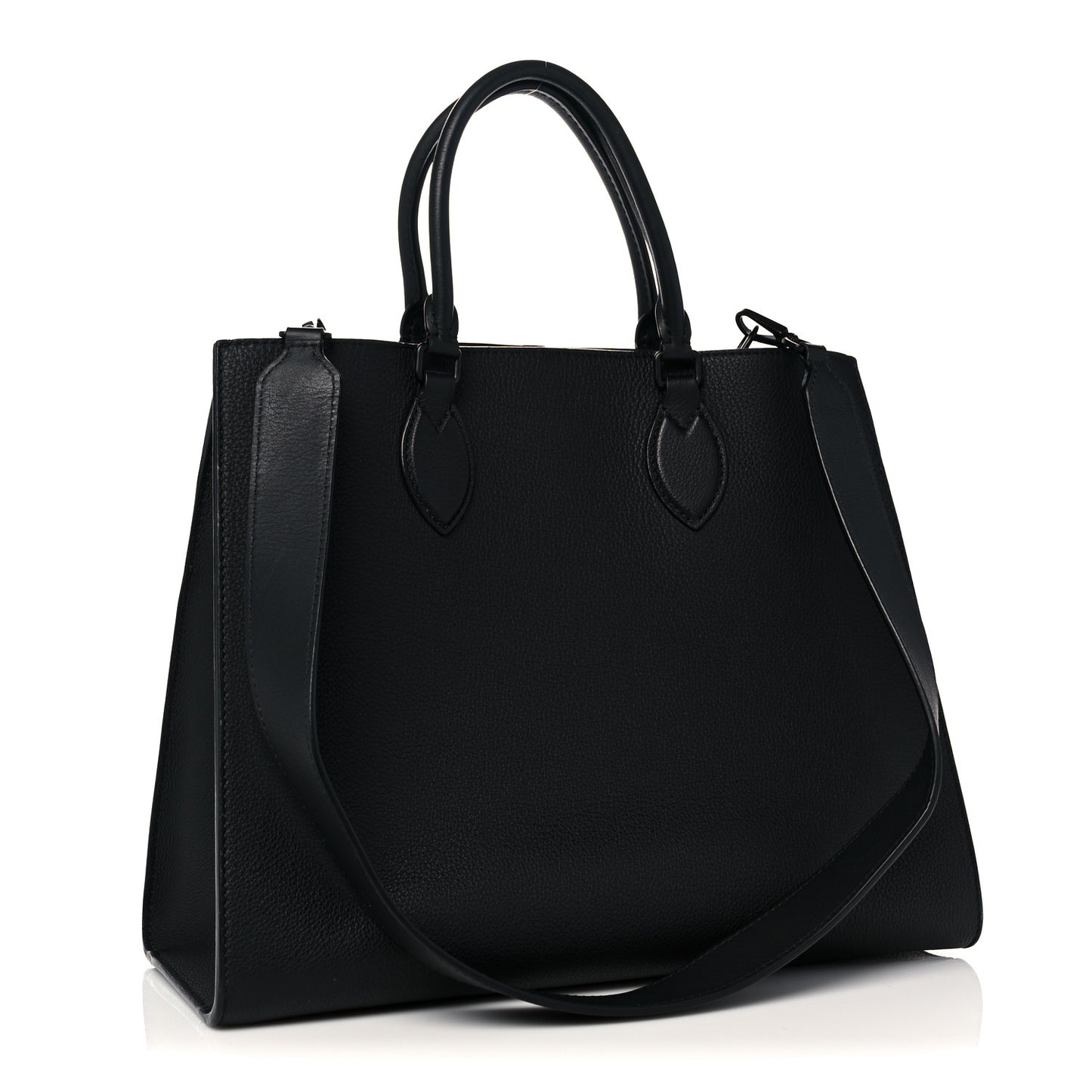 Soft Calfskin Lockme Tote MM Black