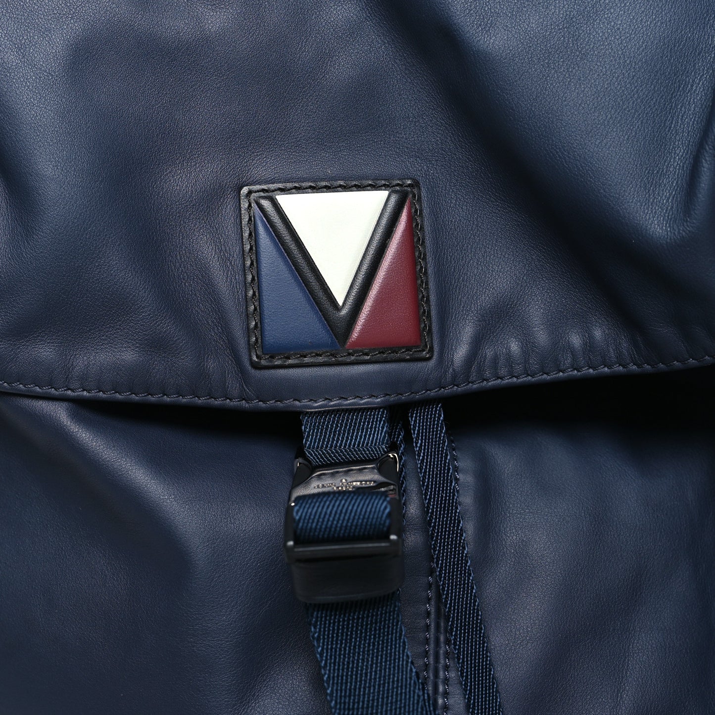 Calfskin Nylon V Line Pulse Backpack Navy
