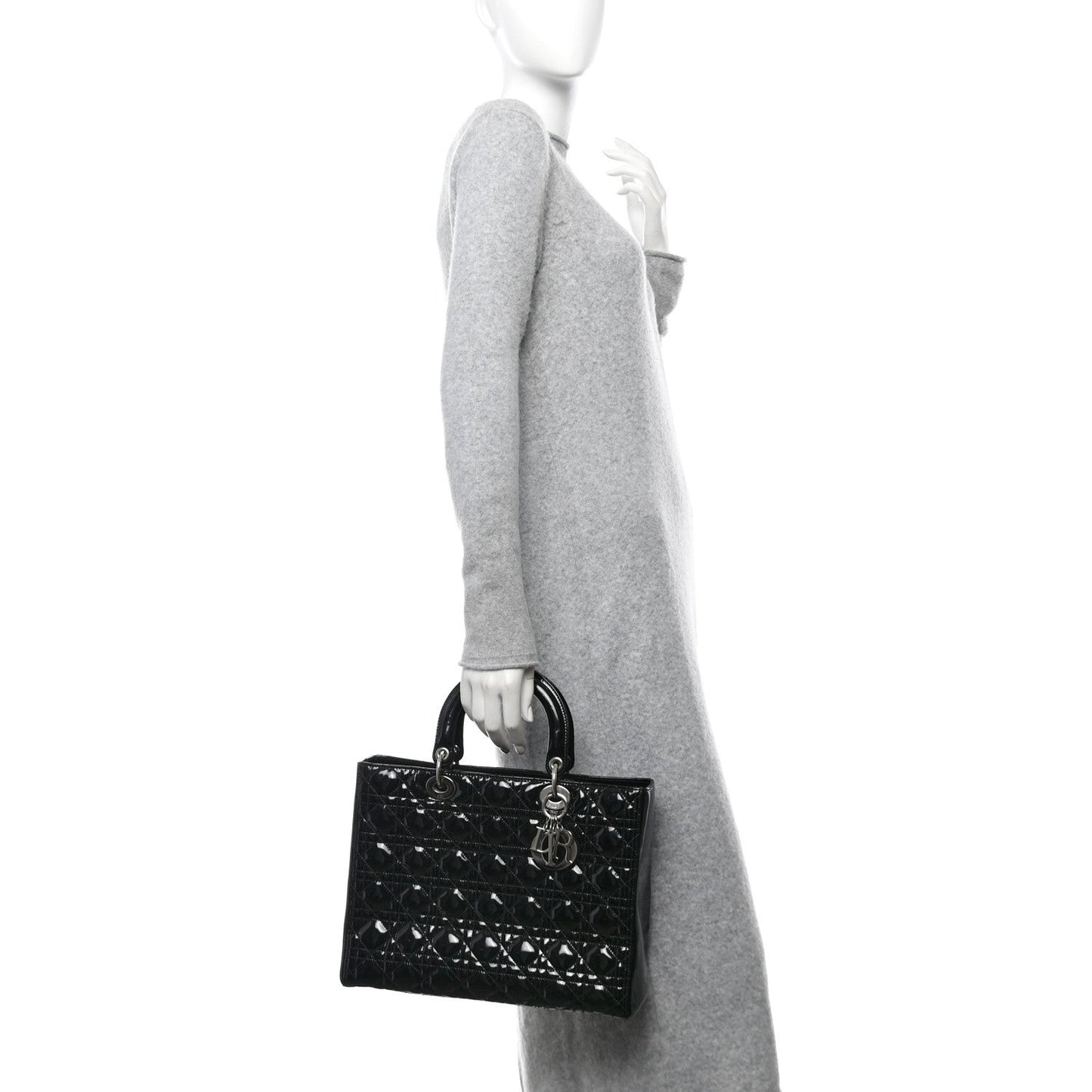 Patent Cannage Large Lady Dior Black