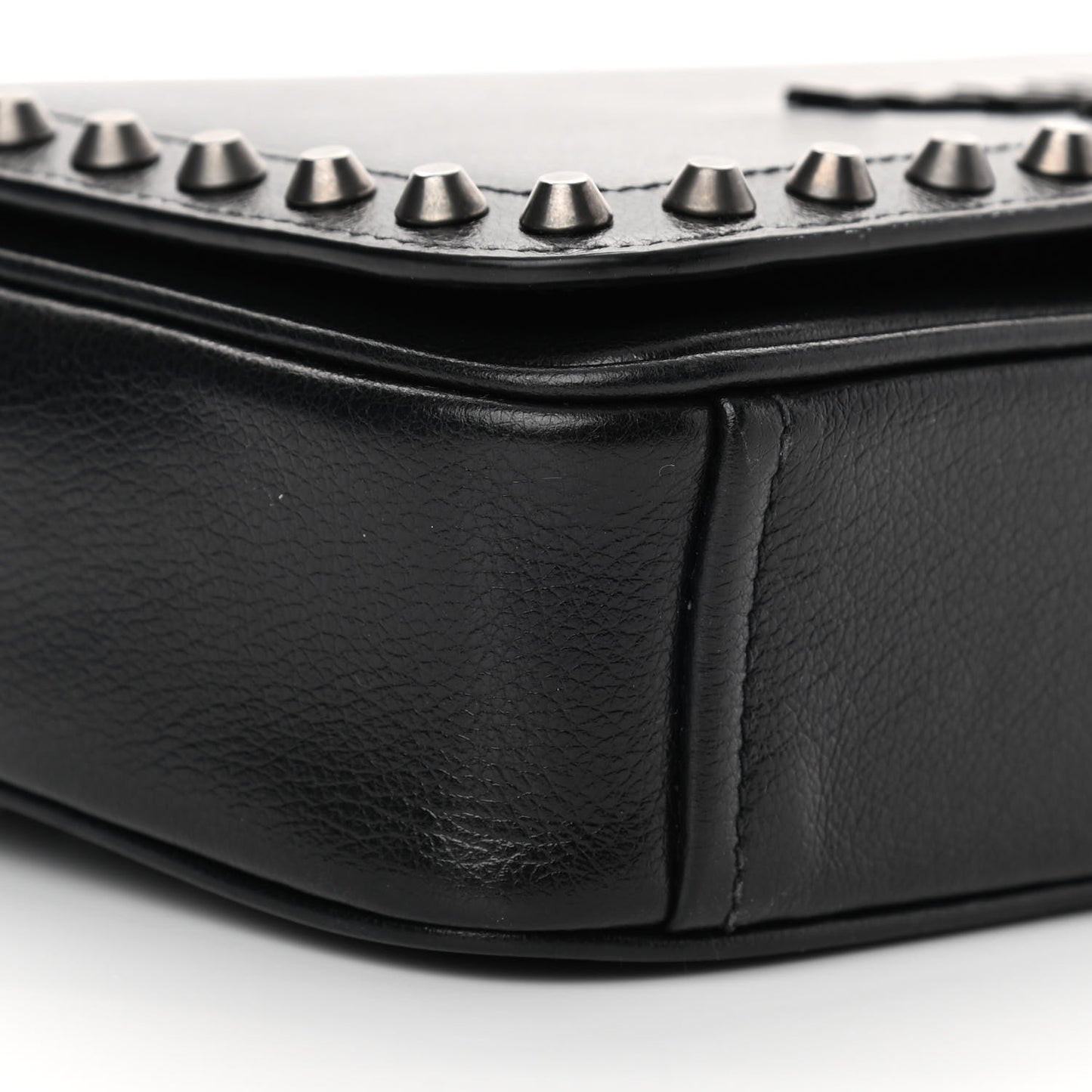 Glace Calfskin Studded Crossbody Black