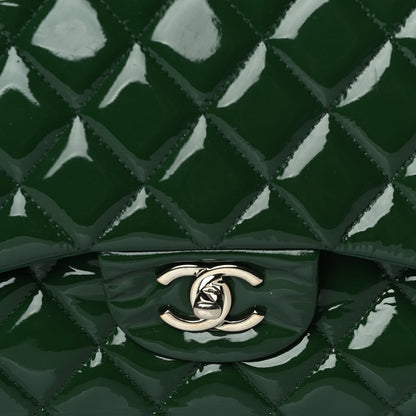 Chanel Patent Quilted Jumbo Double Flap Green 7 of 9