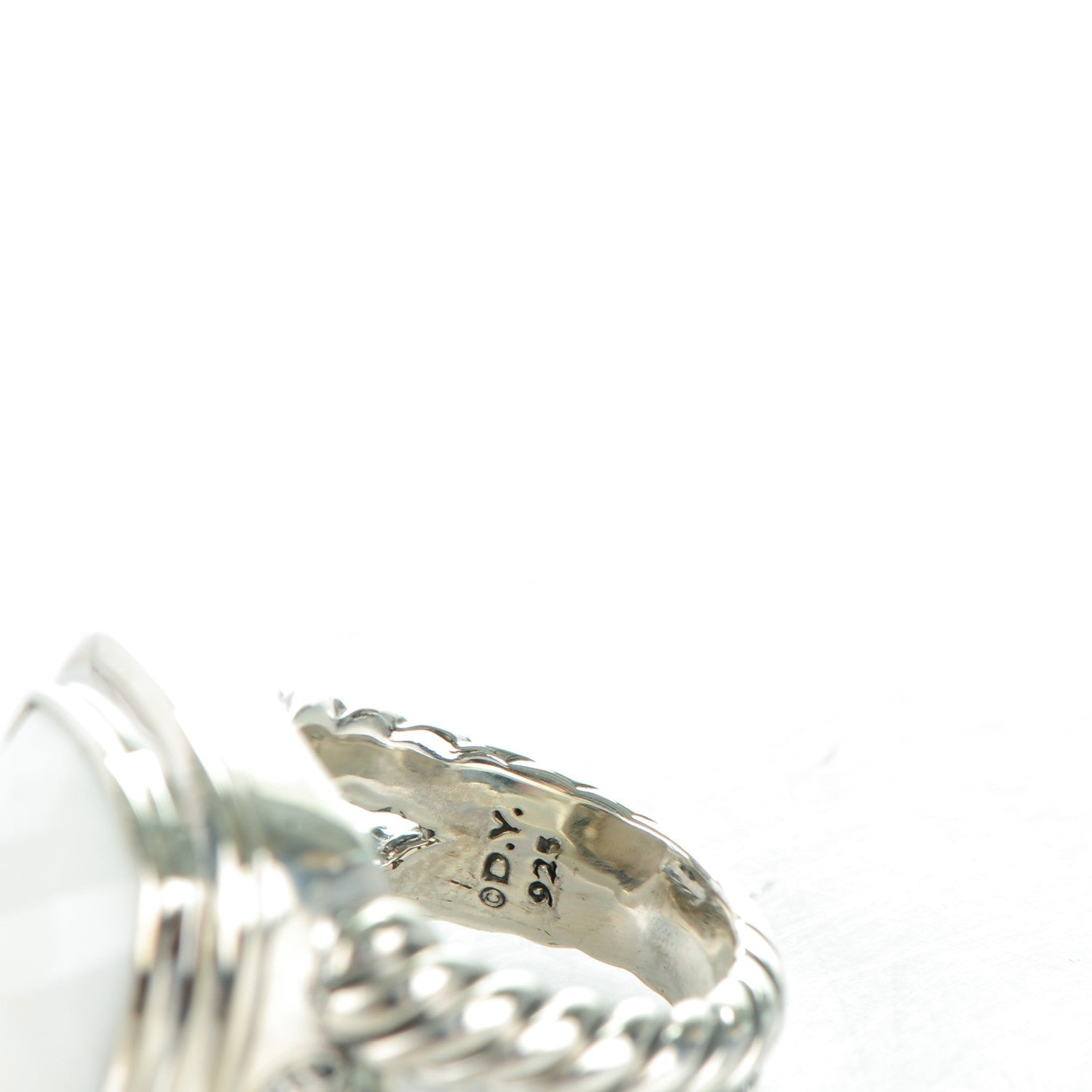 David Yurman Sterling Silver White Agate 14mm Albion Ring 51.5 6 4 of 5