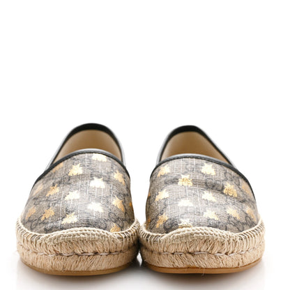 Gucci GG Supreme Monogram Bees Espadrille Flats 38.5 Beige Ebony Oro Black 3 of 7