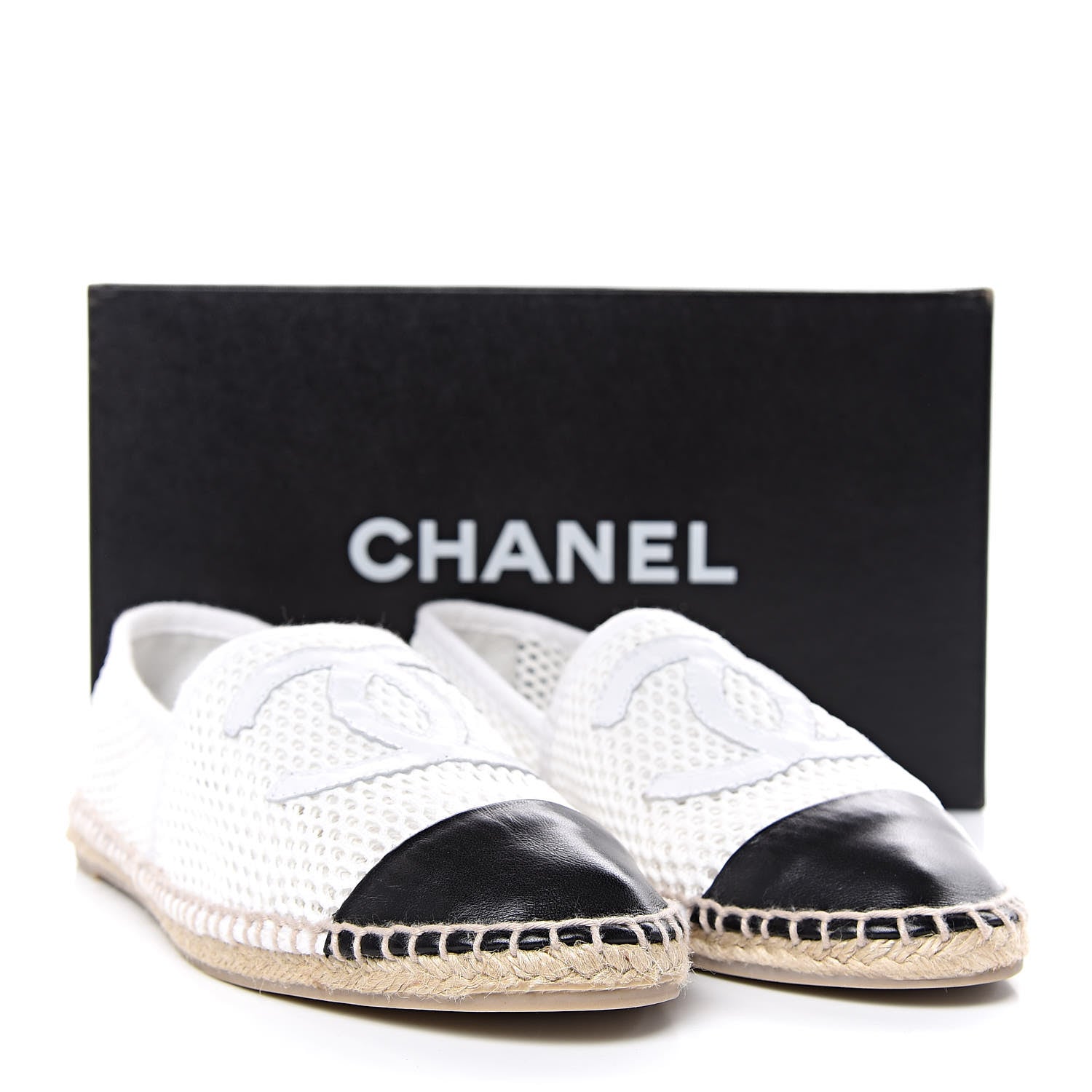 Chanel Mesh Lambskin Espadrilles 41 White Black 11 of 11