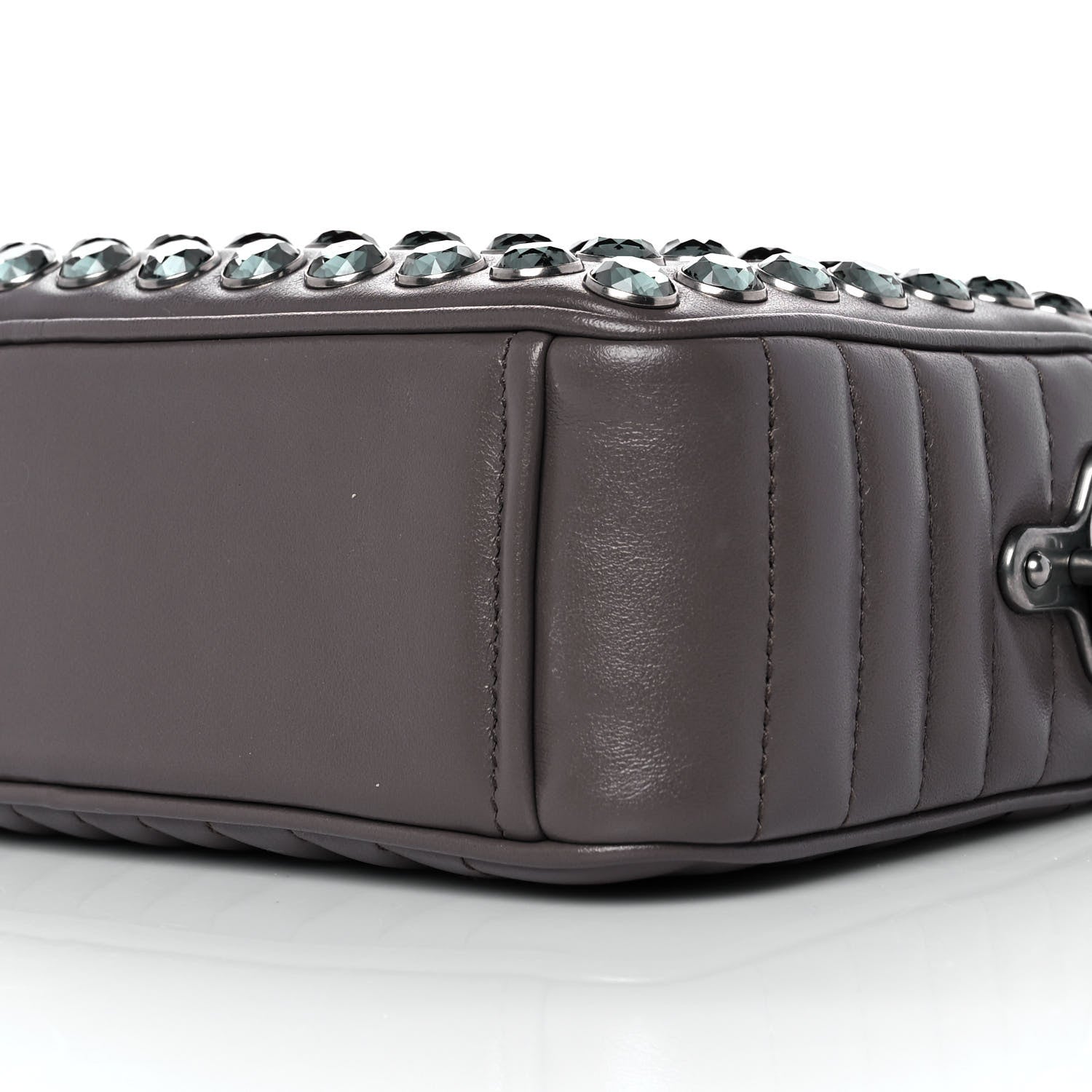 Prada Soft Calfskin Crystal Impunture Camera Bag Bambu 7 of 7