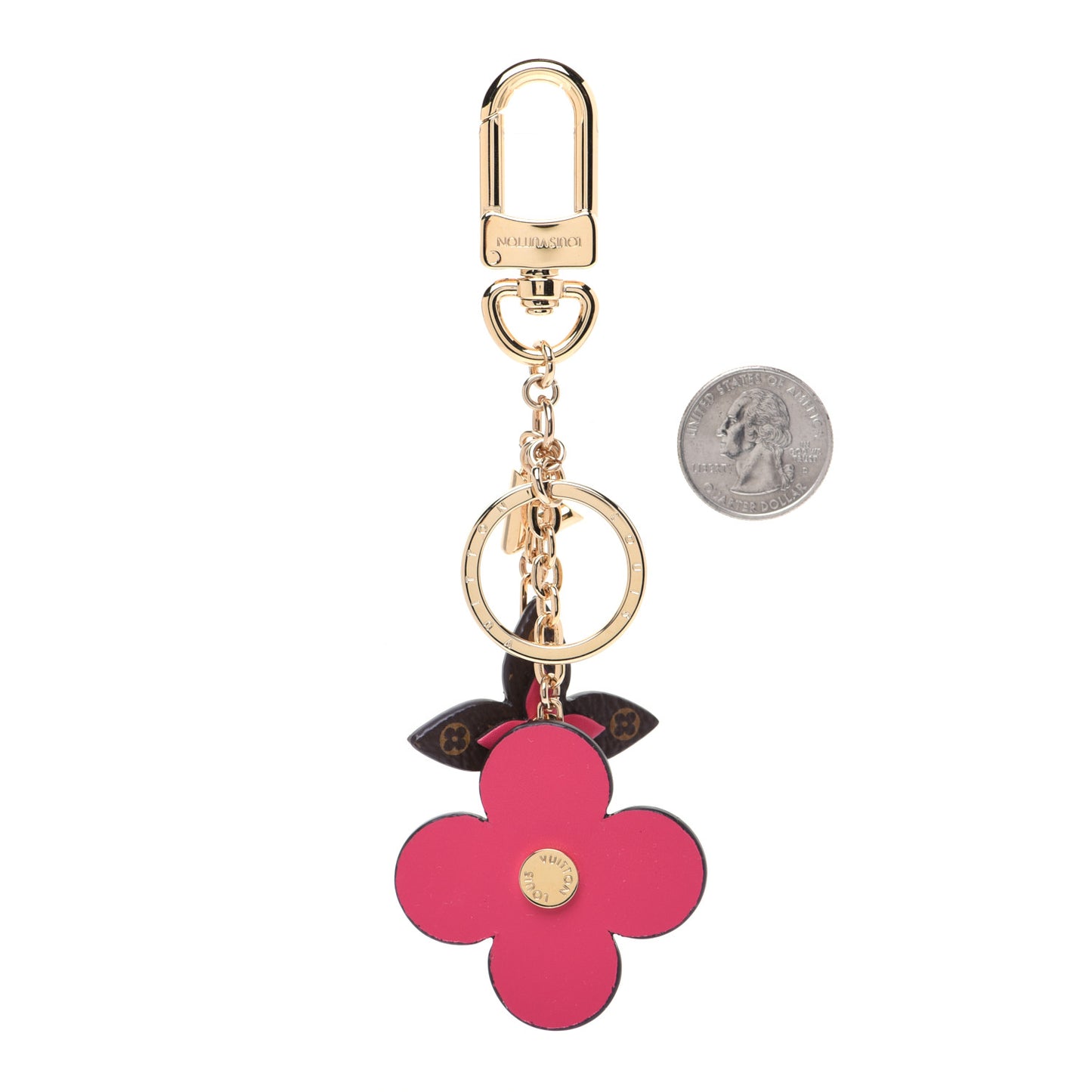 Monogram Blooming Flowers Bag Charm Key Holder Brown