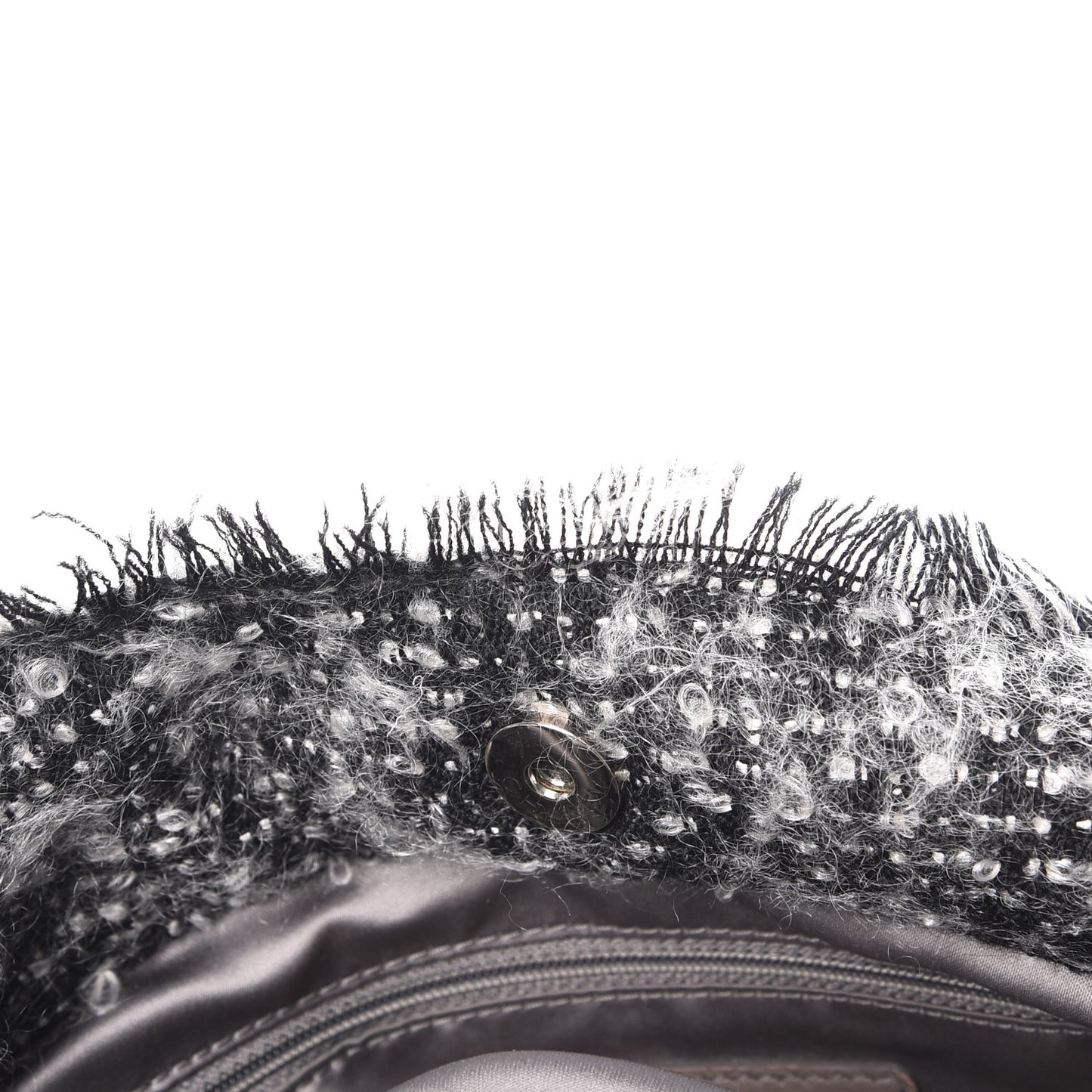 Tweed Lambskin Drawstring Tweedy Tote Black