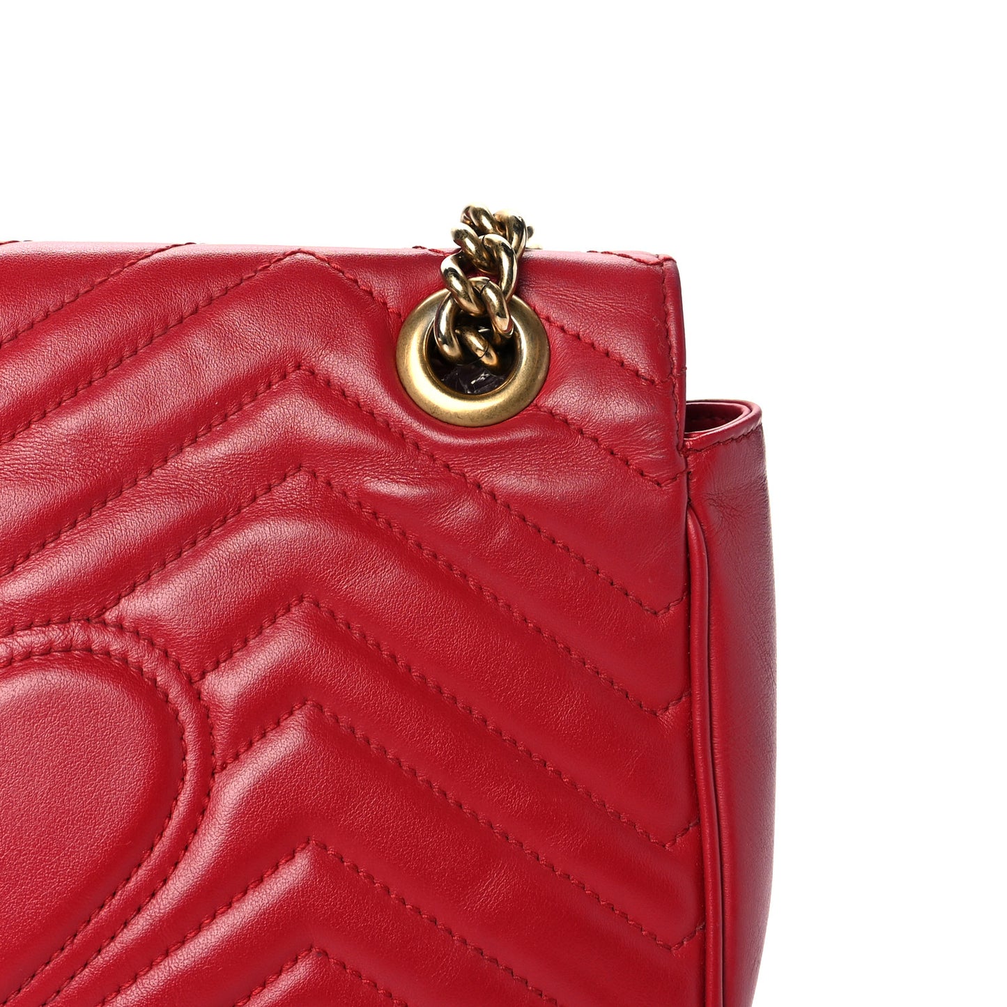 Calfskin Matelasse Small GG Marmont Shoulder Bag Hibiscus Red