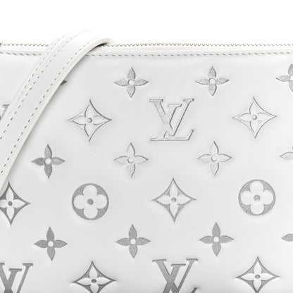 Louis Vuitton Lambskin Embossed Monogram Coussin BB White Silver 6 of 8
