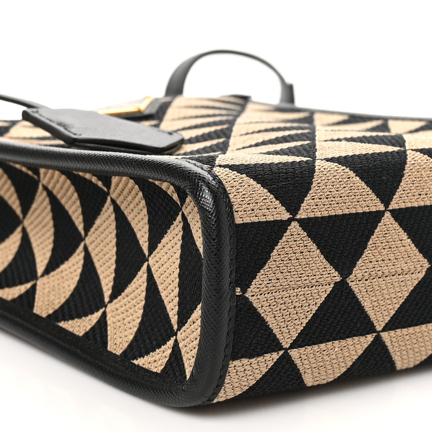 Prada Jacquard Saffiano Triangolo Symbole Embroidered Micro Tote Black Corda 7 of 9