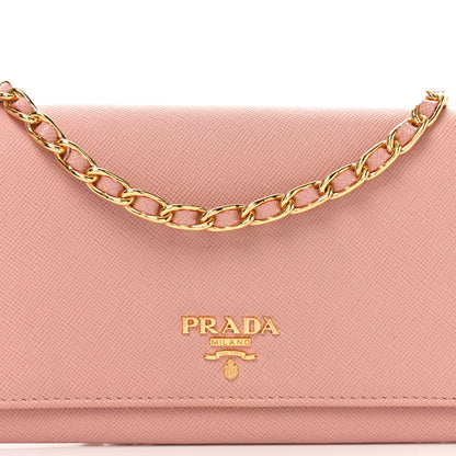 Prada Saffiano Wallet on Chain Pink 7 of 9