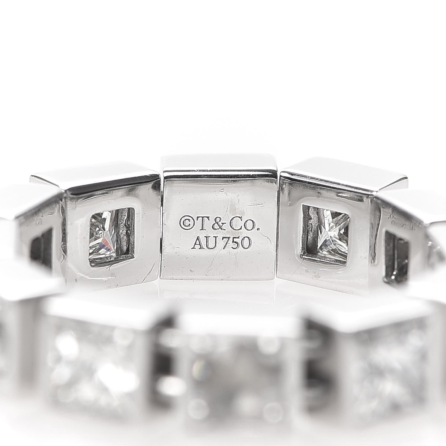 Tiffany 18K White Gold Diamond T Line Band Ring 49 5 5 of 6