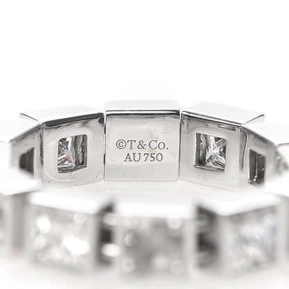 Tiffany 18K White Gold Diamond T Line Band Ring 49 5 5 of 6