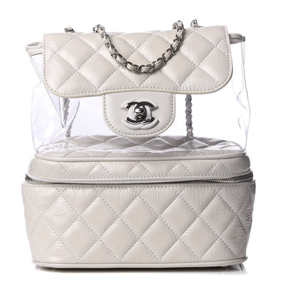 Chanel Crumpled Calfskin PVC Quilted Backpack White 1 of 8